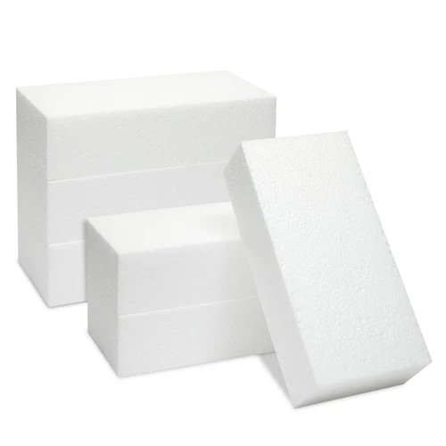 6 Pack Polystyrene Foam Blocks for Crafts Supplies, DIY Projects 8 x 4 x 2 In