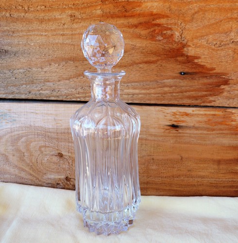 VTG Crystal Glass Footed Decanter Ball Shaped Stopper Elegant Barware 11 3/4" - Picture 3 of 12