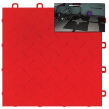 DIY Basement Floor Tiles Diamond Red - Made In USA