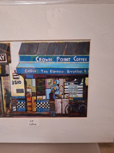 Plein Air Artist Jordan Asaoni Signed Matted Art Print 'CP Coffee' 10"x8" - Picture 3 of 6