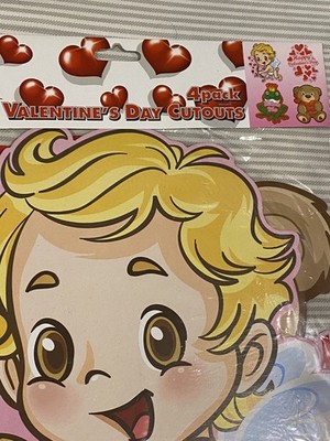 Valentines Day Cut Outs 4 of them Cupid-Bear-Frog-Hearts