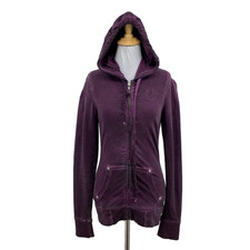 True Religion Hoodie Women S Small Hibiscus Velour Horseshoe Full Zip Sweatshirt