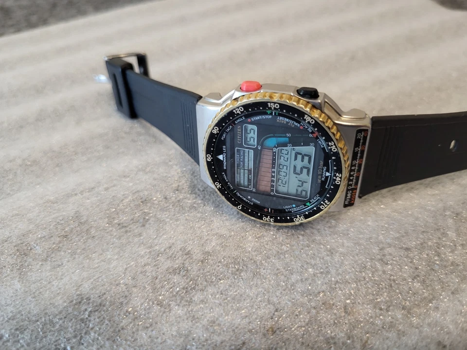 VTG CITIZEN PROMASTER D120 WINDSURFING 1980s DIGITAL WATCH GOLD BEZEL-NEW BATT - Image 3 of 4