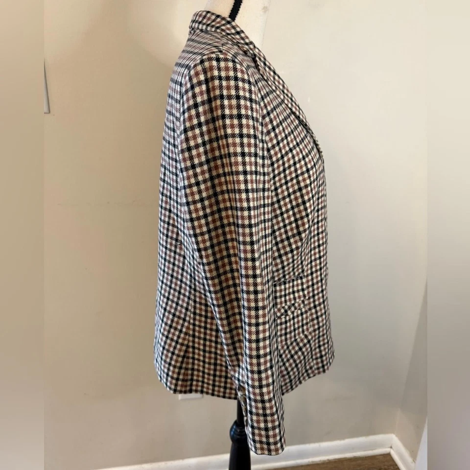 Liz Claiborne New York 羊毛混纺格子西装夹克 尺寸 16 小号 — 第 2/4 张图片