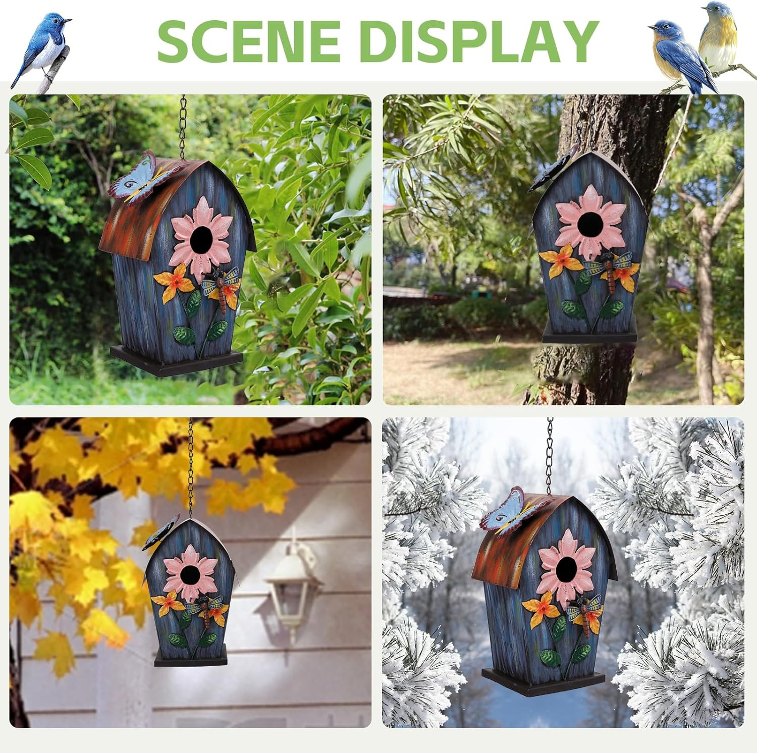 Metal Bird Houses for outside Hanging,Wild Bird House Outdoor, Decorative Birdho