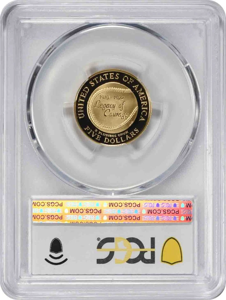 1997-W Jackie Robinson Commemorative $5 Gold PR70DCAM PCGS - Image 2 of 2