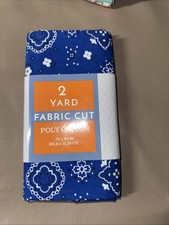 Blue Bandana Design 2 Yards Poly Cotton Fabric 72 x 44
