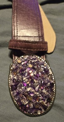 AVIGNON Vintage Purple Leather Belt AMETHYST BUCKLE  display picture 1