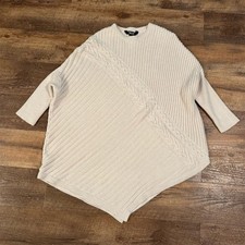 Simply Vera Wang Ivory Lagenlook Sweater Minimalist Asymmetrical Tunic PXL READ
