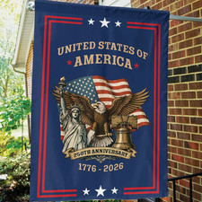 USA 250th Anniversary America Anniversary Independence House Flag, Garden Flag