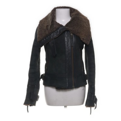 Topshop, Shearling Jacke, Damen, Größe: 34, Grün/Beige, Leder #HFp