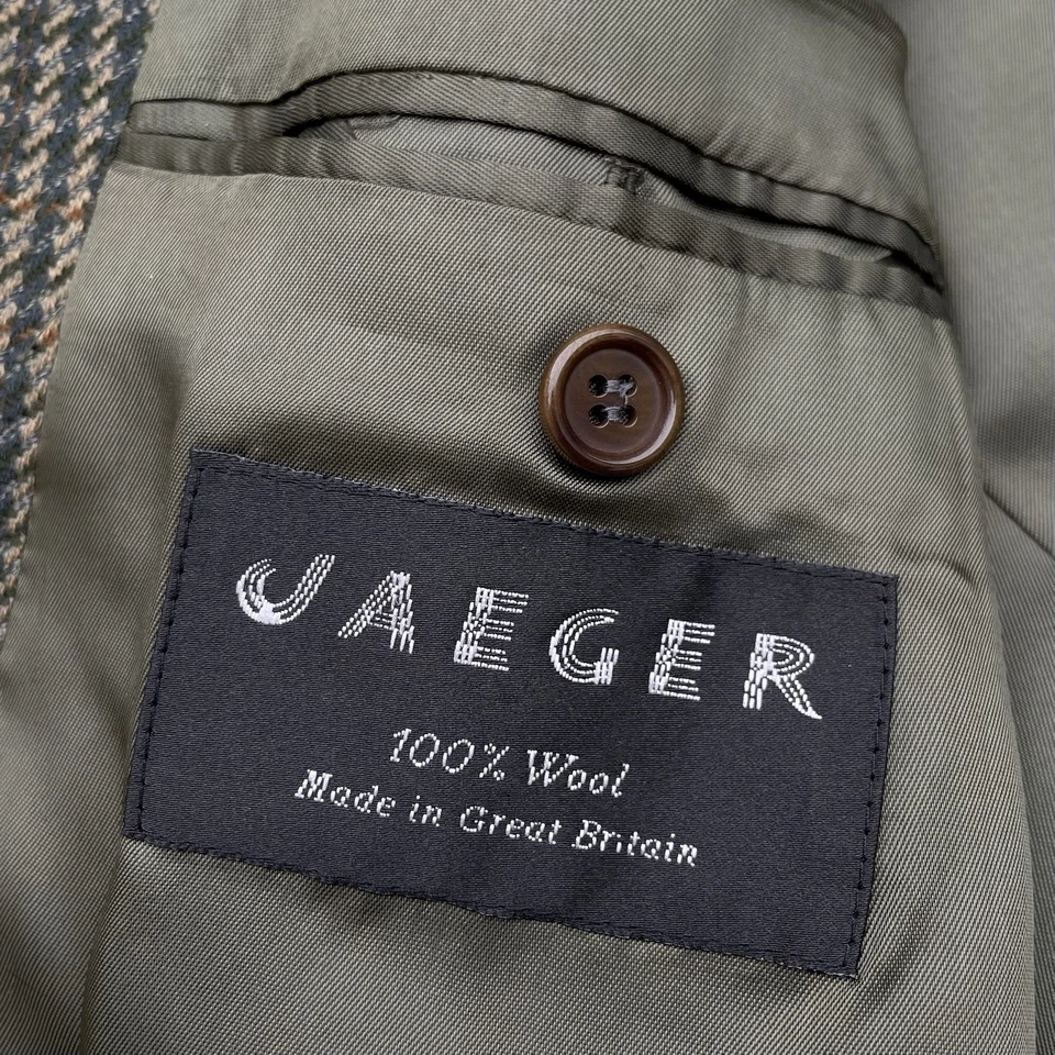 Jaeger Vintage Tweed Sports Jacket Men's 40L Green Mix 100% Wool Houndstooth - Image 3 of 4
