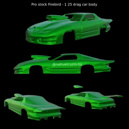 3D Printed Pro Stock Firebird Drag Car Body 1/25 Scale
