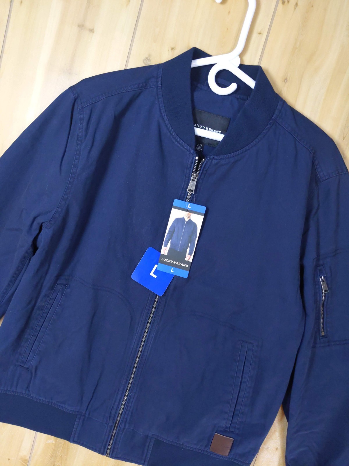 Bomber militare da volo Lucky Brand blu in cotone foto 5
