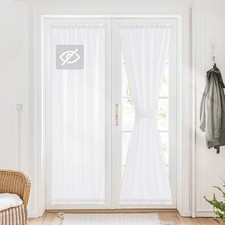 Sheer French Door Curtains for Door Window, Privacy Non-See-Through Light Fil...