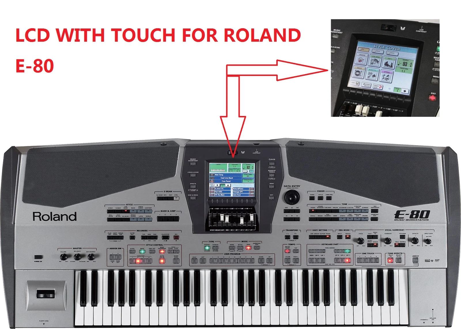 LCD Display With Touch Screen For Roland E80 E-80 Repair Replacement