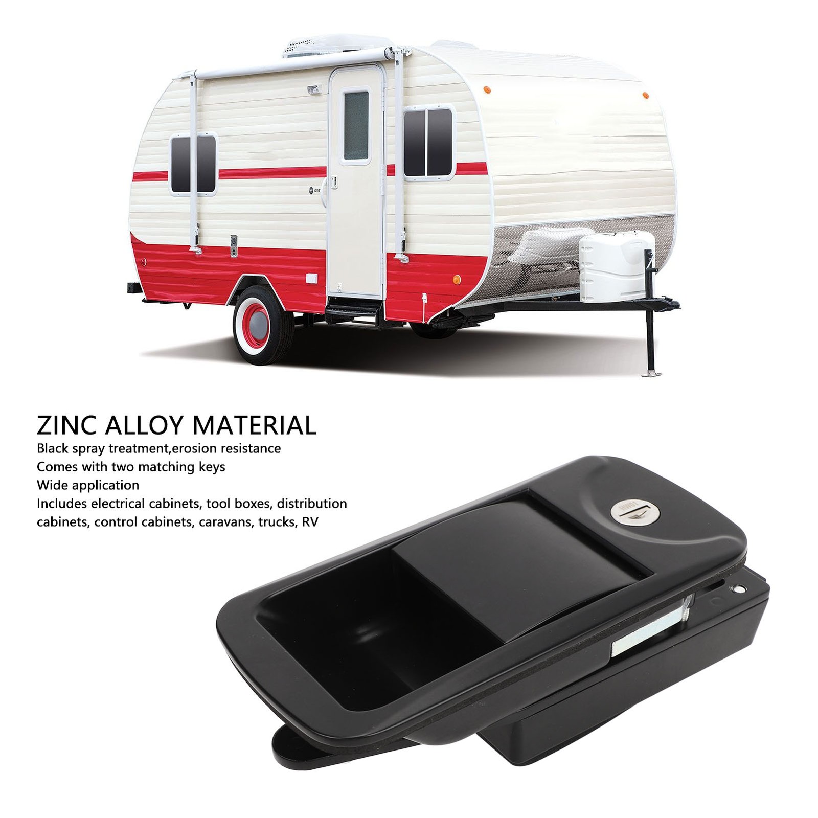 Auto Rv Door Lock With 2 Keys Zinc Alloy Flush Mount Rv Door Latch Handle For