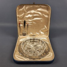 F&uuml;r Starter Crystal E Tablett Edelstahl Abert mit Box Vintage Jahre 50