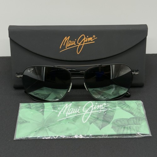 Maui Jim Mano MJ877-02 Black Silver Stripe Neutral Grey Lens 57 16 142