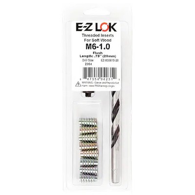 Thread Repair Kit, Hex Drive Threaded Inserts, M6-1.00, Hexavalent Chromium