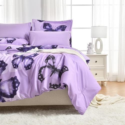 Lightweight Microfiber Twin Size 2 Pieces Comforter Set with 1 Sham, Purple - Picture 3 of 7