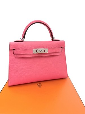 Hermes Mini Kelly Rose Azalee Epsom Leather with Palladium