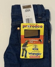 BOYS WRANGLER PRO RODEO COWBOY CUT DENIM JEANS Sz 5 SLIM NWT ADJUSTABLE WAIST