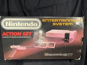 Nintendo NES Action Set Complete in Box, w Light Gun, 2 Controllers, Not Working