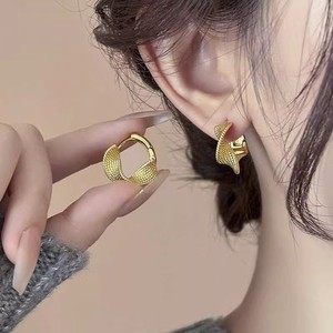 Authentic 14K Gold Plated Twisted Flower Texture Earrings Wave Shaped Earrings