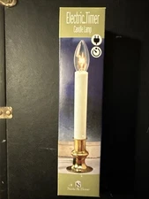 Electric timer Candle Lamp 5 foot cord Brass Plated Base Window Candle Christmas