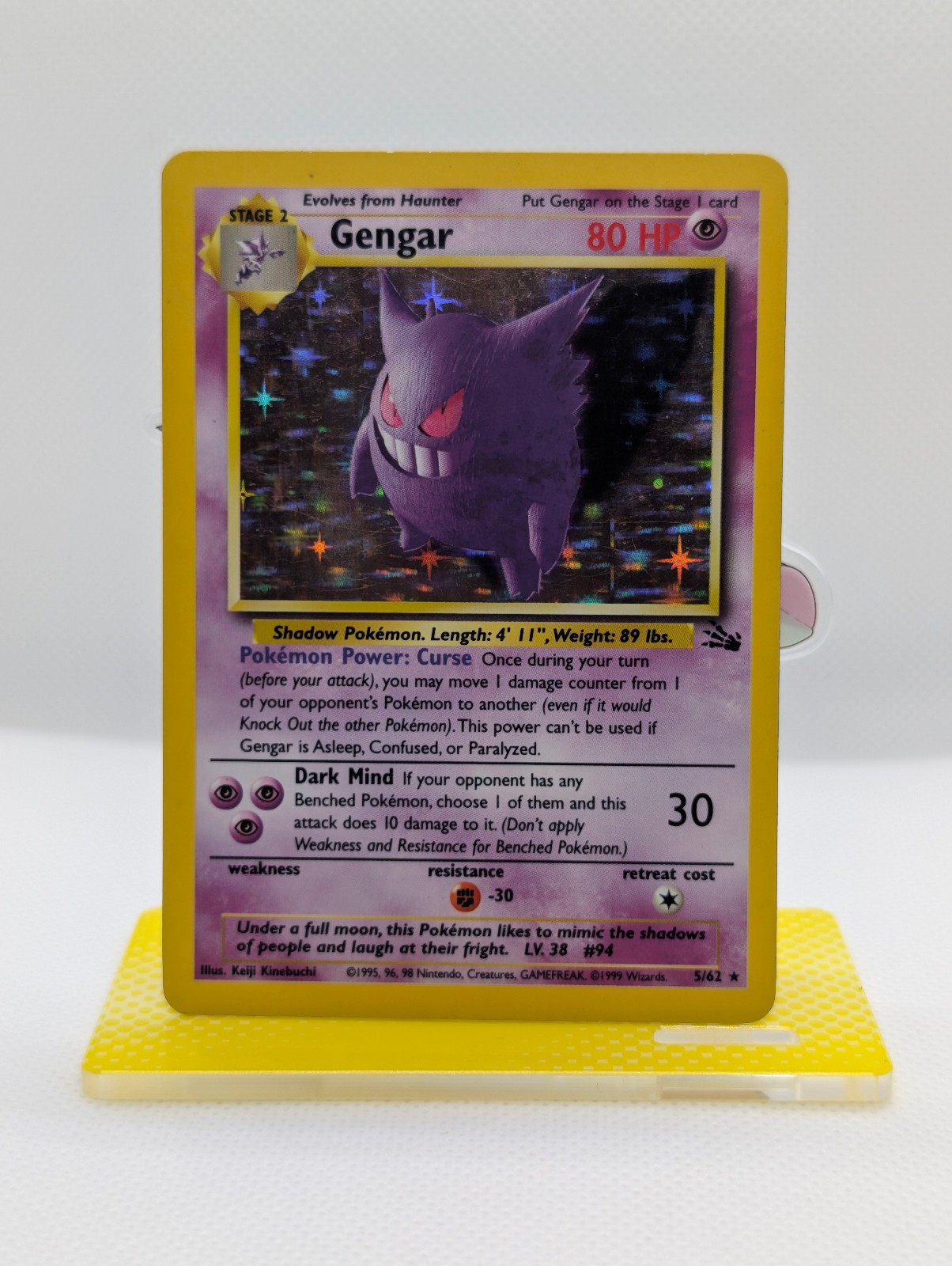 1999 gengar pokemon card Gym 2 Japanese Holo Rare #94 PSA Authenticated 8 Encased in a durable acrylic holder to highlight the vibrant artwork of this fan 1st Edition Holo Gengar 1999