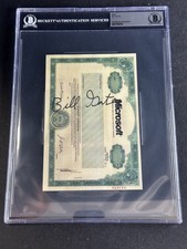 Bill Gates Signed 5x7 Microsoft Stock Certificate Print BGS BAS Beckett AUTO