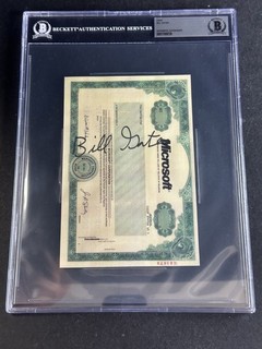 Bill Gates Signed 5x7 Microsoft Stock Certificate Print BGS BAS Beckett AUTO