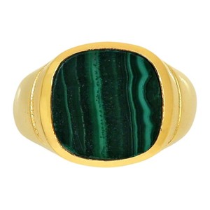 Authentic 18K Gold Plated Natural Malachite Eye - Congo Ring s.9 Jewelry TR01363