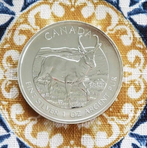 2013 Antelope - Mint Canadian Silver 'Five Dollar' Coin - 1oz of .999 Fine