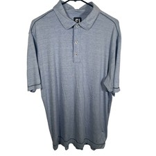FootJoy Performance Striped Polo Shirt Mens Medium Blue Golf Short Sleeve