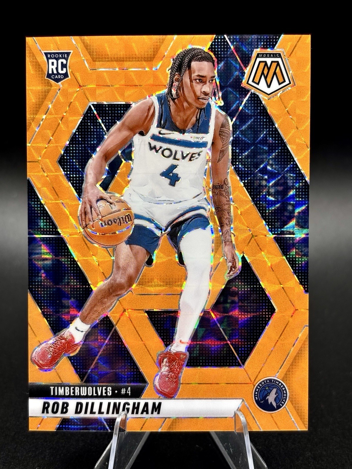 2024-25 Panini Mosaic - Rob Dillingham #218 Orange Flourescent Prizm /25 (RC)