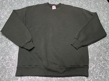 Vintage 90s Made in USA Blank Dark Green Crewneck Sweatshirt Jerzees Size L