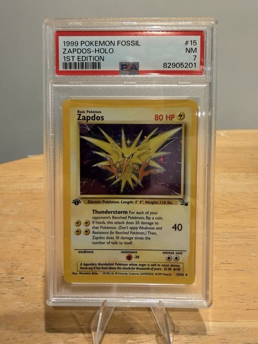Wizards of the Coast Pokemon Zapdos 15/62 Fossil Holo 1st Edition PSA 7