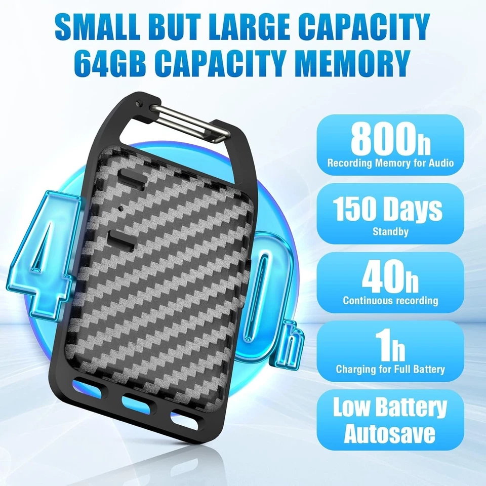 Mini Spy Hidden Audio Recorder Voice Activated Office Listening Device 64GB US - Image 3 of 4