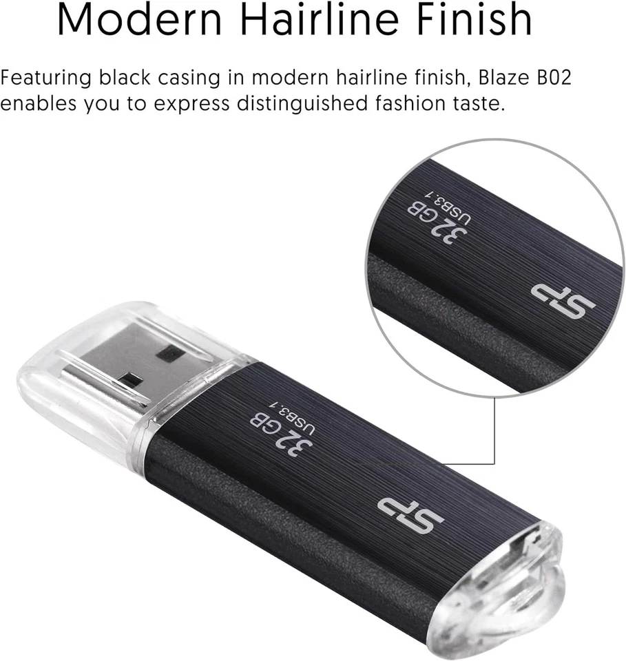 Silicon Power 128 GB USB Flash Drive, B02 Blaze, USB3.1, Retractable Connector,  - Image 3 of 4