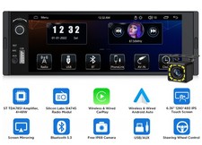 Car Stereo Single DIN Wireless CarPlay Android Auto Bluetooth SWC RDS RearCamera