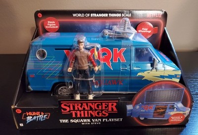 Netflix Stranger Things Squawk Van Playset Steve Hunt & Battle Scale WSQK Radio