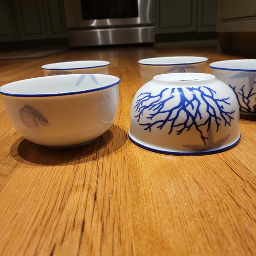 1 FITZ & FLOYD Everyday White COASTAL Blue Starfish Coral Shell Bowl 5 AVAILABLE - Picture 5 of 7