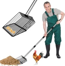 Chicken Poop Scooper, 10inch Large Metal 36 to 63" Long Chicken Coop Litter Scoo