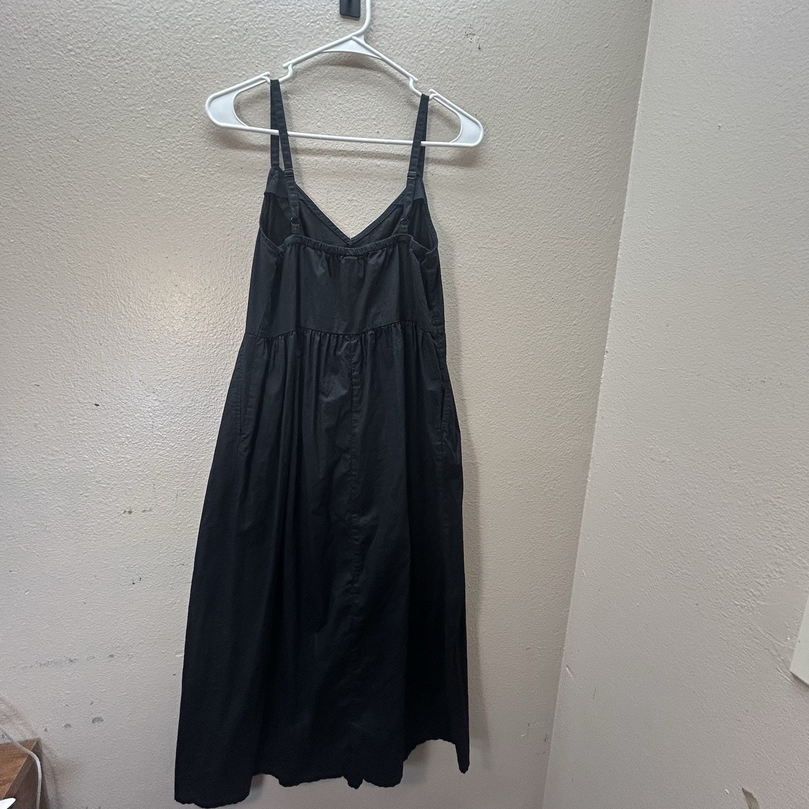 Old Navy Midi Cami Swing Dress Size S Cotton Poplin Black Vacation Sundress