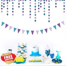 Mermaid Party Garland Streamers 52Ft Paper Glitter Hanging Decor