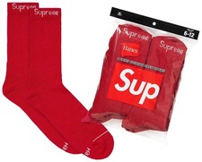 SUPREME X Hanes RED Crew Socks SINGLES ONE PAIR / 100 AUTHENTIC BRAND NEW