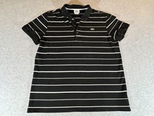 Lacoste Polo Shirt Mens 2XL Black Striped Short Sleeve Stretch Golf Tennis 7 XXL