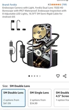 Endoscope Camera with Light, Ferdiiz Dual Lens 1920 HD Borescope with IP67...